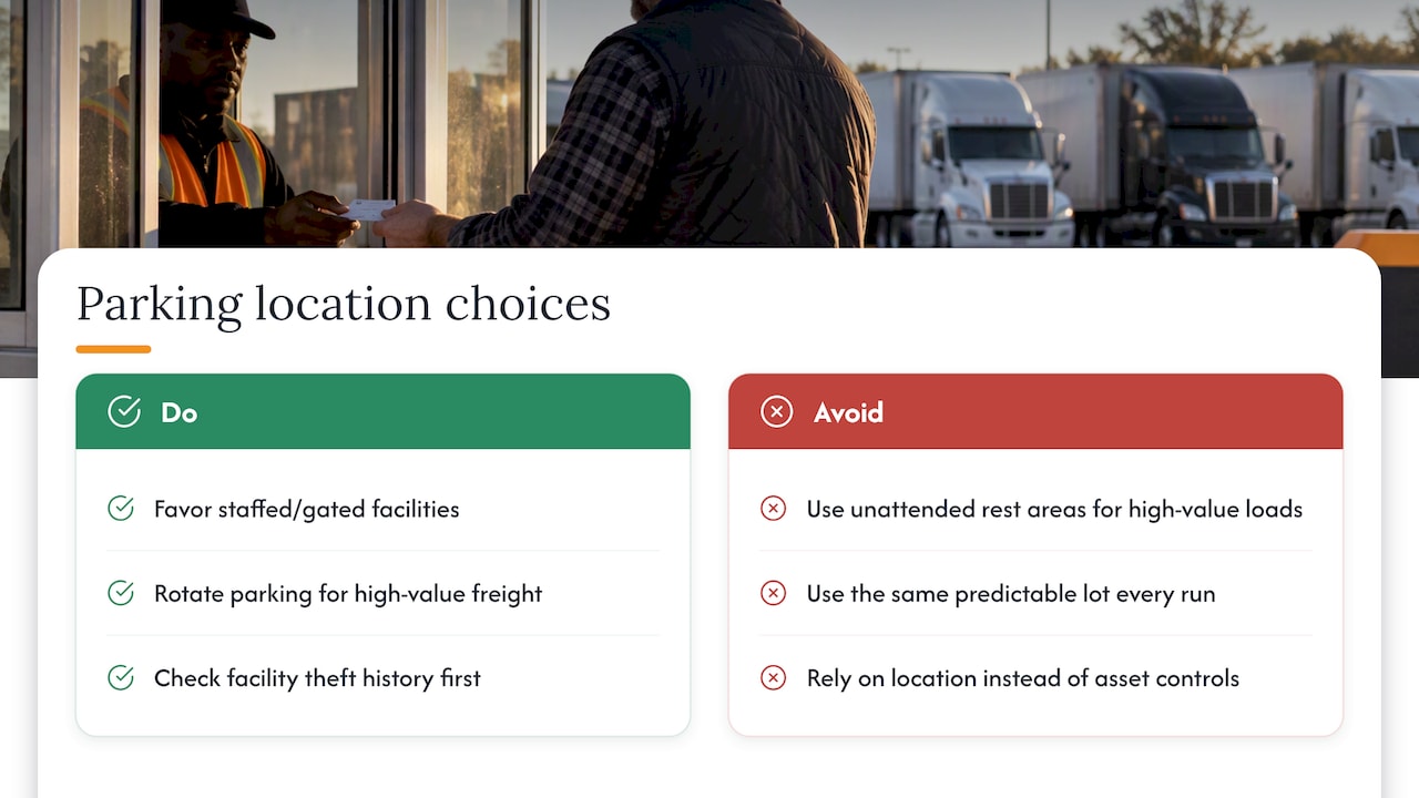 Choosing a parking location with security in mind — overview diagram